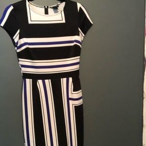 Patterned Blue, Black, White Dress!